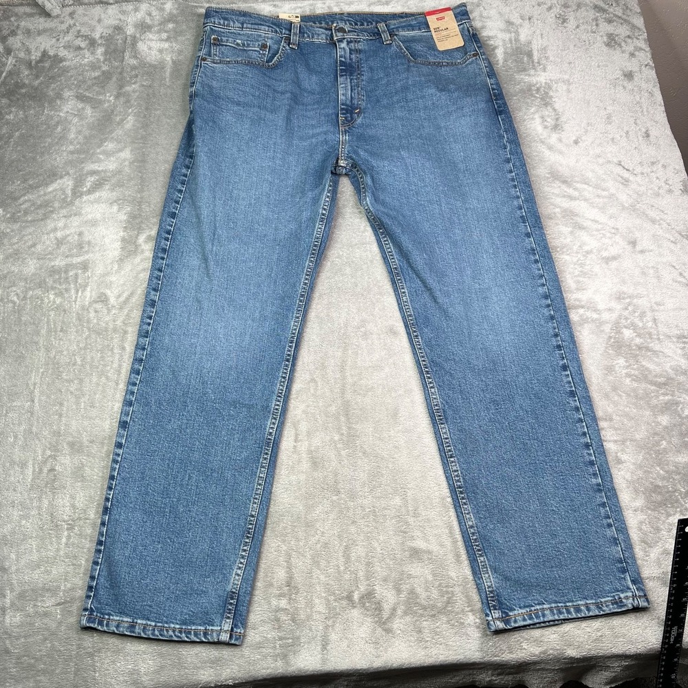 Levis 505 Jeans Men 38x32 Blue Straight Leg Medium Wash Western Cowboy Denim New